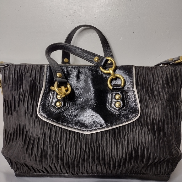 Black pleated Coach purse - Picture 3 of 9